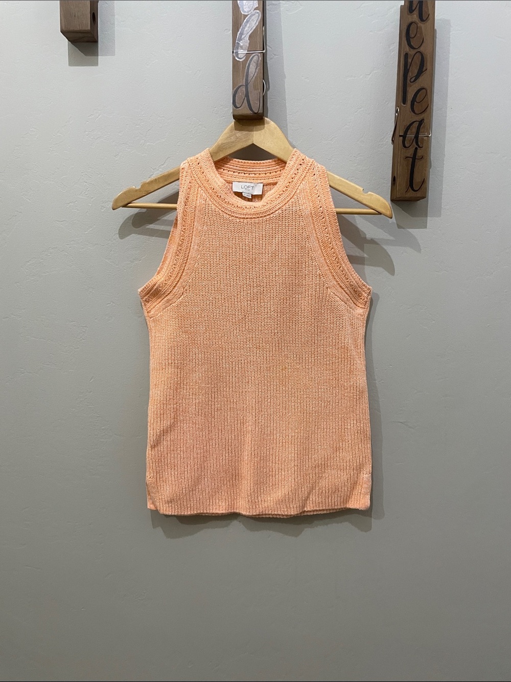 LOFT Peach Ribbed Sleeveless Knit Tank